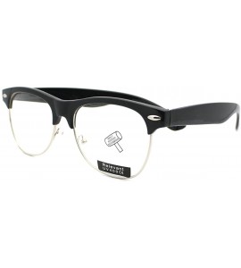 Wayfarer Unisex 50's Truly Vintage Fashion Clear Lens Horn Rim Eyeglasses - Black Silver - CB11CRQ35XB $18.29