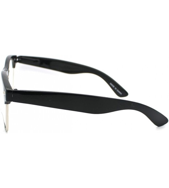 Wayfarer Unisex 50's Truly Vintage Fashion Clear Lens Horn Rim Eyeglasses - Black Silver - CB11CRQ35XB $18.29