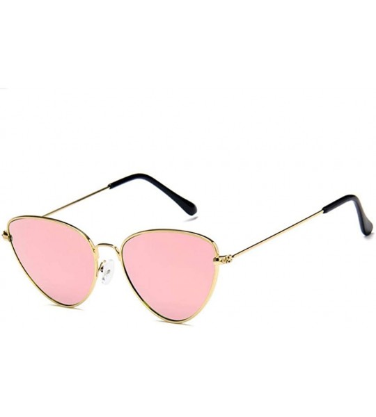 Cat Eye Women Fashion Triangle Cat Eye Sunglasses with Case UV400 Protection Beach - Gold Frame/Pink Mercury Lens - CT18WOWN3...