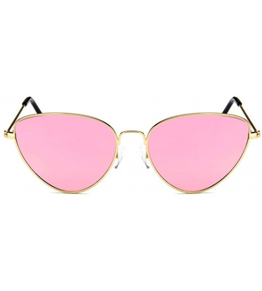 Cat Eye Women Fashion Triangle Cat Eye Sunglasses with Case UV400 Protection Beach - Gold Frame/Pink Mercury Lens - CT18WOWN3...