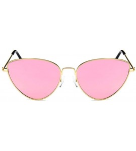 Cat Eye Women Fashion Triangle Cat Eye Sunglasses with Case UV400 Protection Beach - Gold Frame/Pink Mercury Lens - CT18WOWN3...