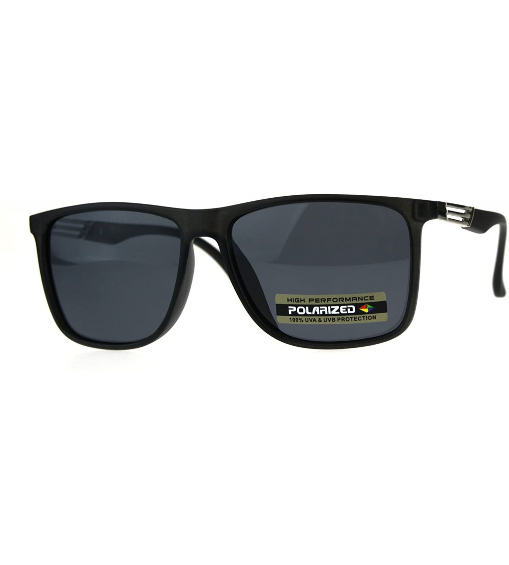 Rectangular Polarized Anti-glare Rectangular Horn Rim Designer Plastic Sunglasses - Matte Black Black - CW18C2WGO6G $24.06