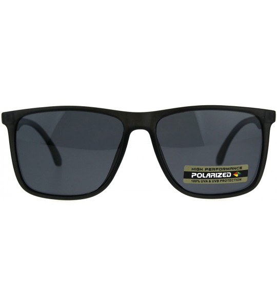 Rectangular Polarized Anti-glare Rectangular Horn Rim Designer Plastic Sunglasses - Matte Black Black - CW18C2WGO6G $24.06