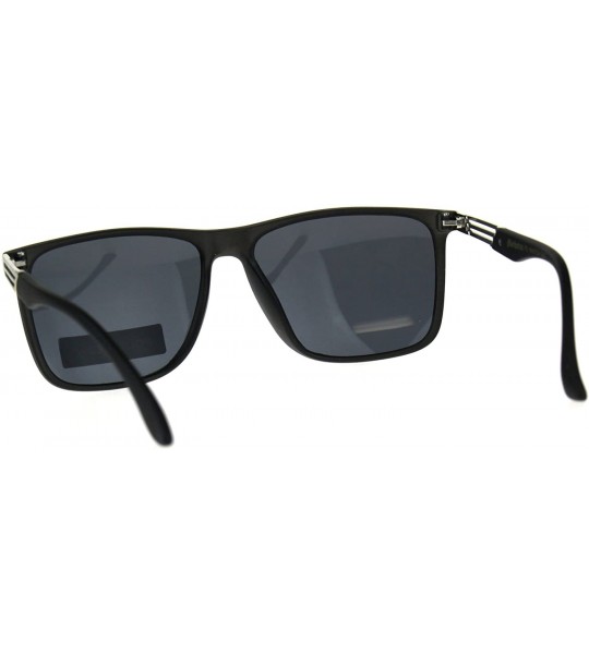 Rectangular Polarized Anti-glare Rectangular Horn Rim Designer Plastic Sunglasses - Matte Black Black - CW18C2WGO6G $24.06