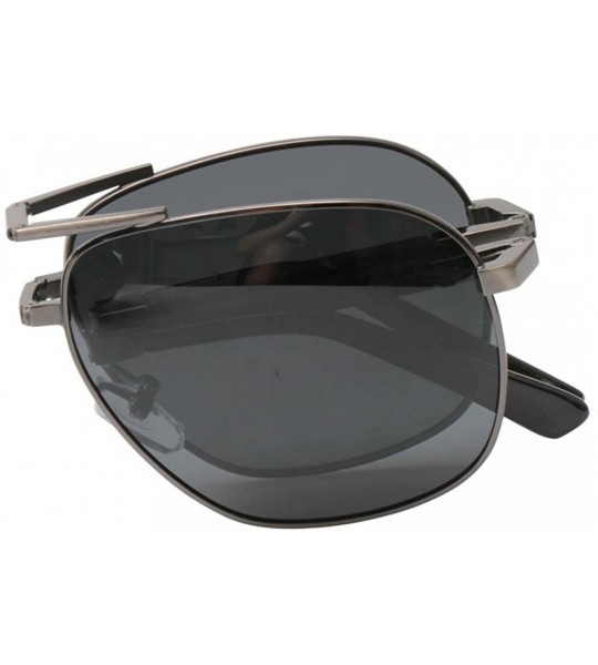 Wayfarer Limited Edition Metal Alloy Frame Folding Compact Pocket Aviator Sunglasses - Gun - CR12EJZX4IX $33.41