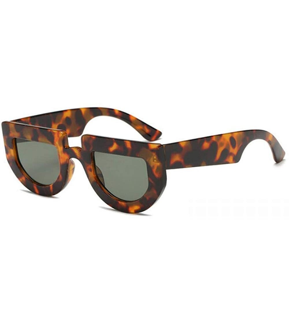 Aviator Cat Eye Retro Sunglasses Men Women 2019 Steampunk Shades UV400 Black Black - Leopard Green - CQ18YKS07AW $17.55