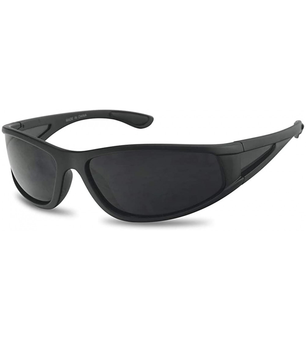 Sport Wrap Around Dark Black Sports Uv400 Sunglasses - CC11R0D2SRF $23.85