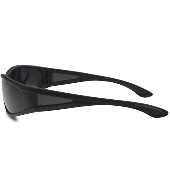 Sport Wrap Around Dark Black Sports Uv400 Sunglasses - CC11R0D2SRF $23.85