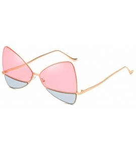 Oversized Unique Double Lens Butterfly Bowtie Lux Vintage Oversized Designer Triangular Cat Eye Shaped Sunglasses - CF18HCGUA...