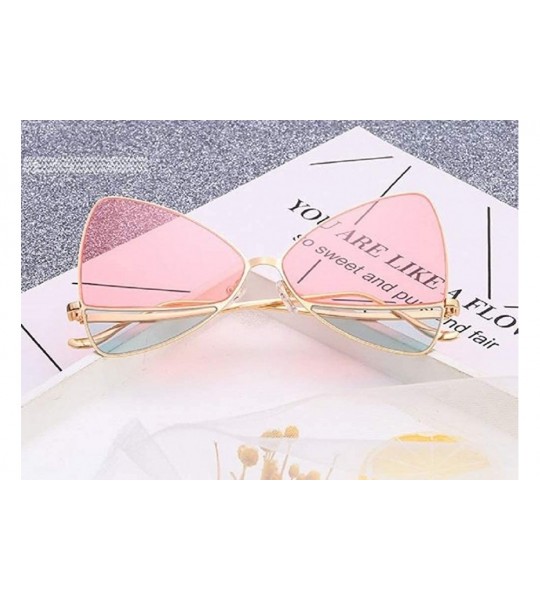 Oversized Unique Double Lens Butterfly Bowtie Lux Vintage Oversized Designer Triangular Cat Eye Shaped Sunglasses - CF18HCGUA...