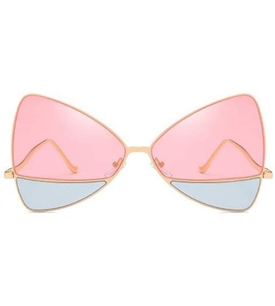 Oversized Unique Double Lens Butterfly Bowtie Lux Vintage Oversized Designer Triangular Cat Eye Shaped Sunglasses - CF18HCGUA...