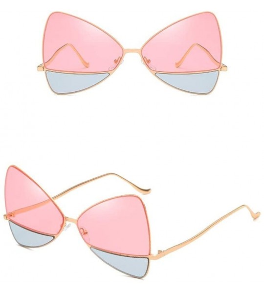 Oversized Unique Double Lens Butterfly Bowtie Lux Vintage Oversized Designer Triangular Cat Eye Shaped Sunglasses - CF18HCGUA...