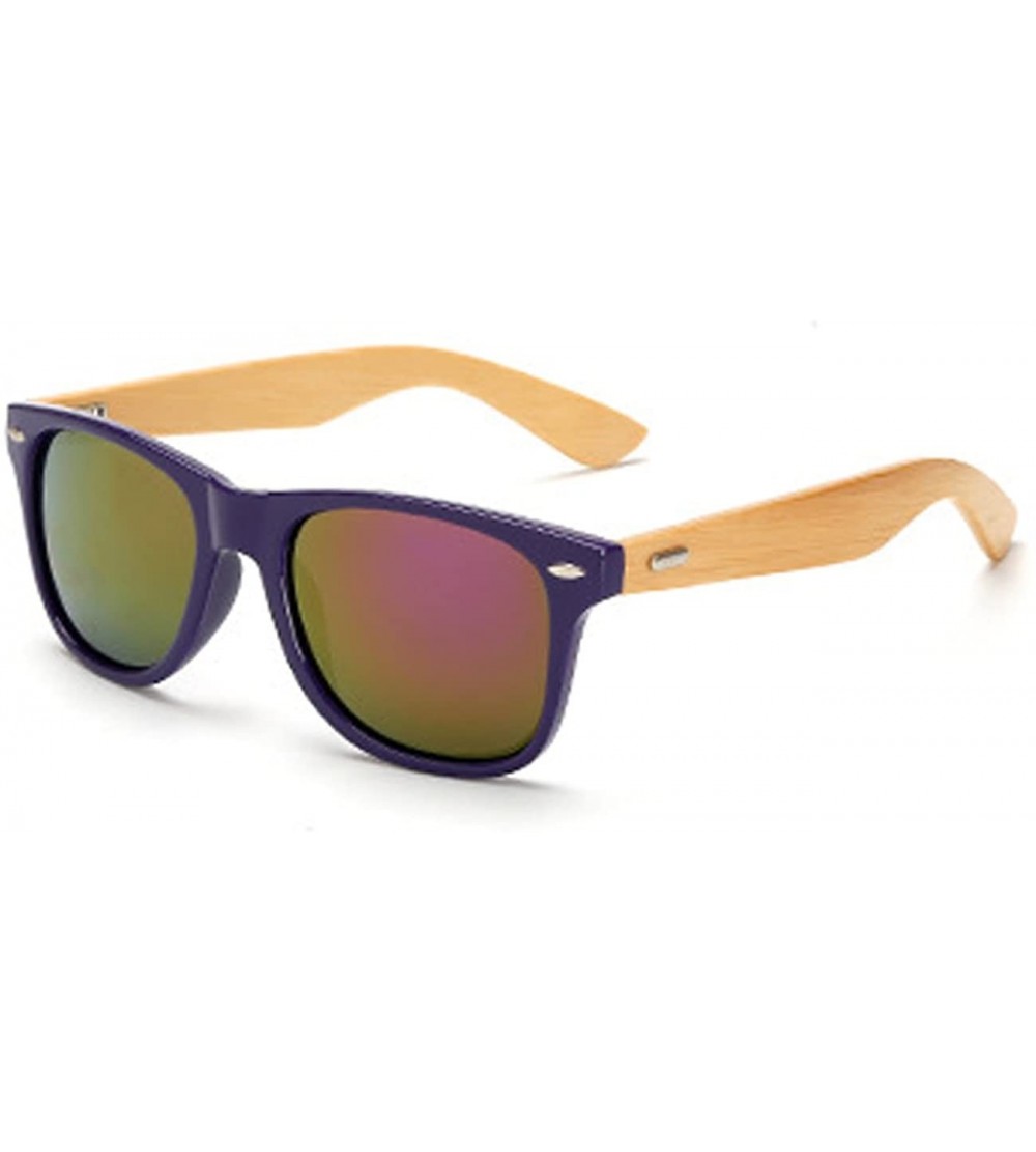 Oval Bamboo feet Sunglasses/men's and women's classic color film Sunglasses/bamboo glasses. - Purple - C218DI9T9E6 $24.09