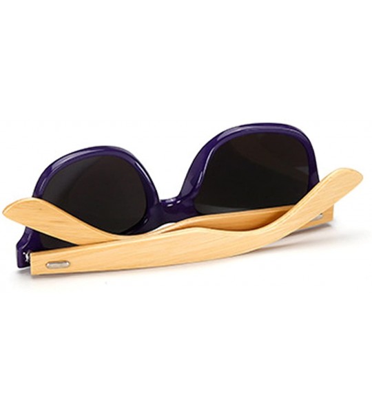 Oval Bamboo feet Sunglasses/men's and women's classic color film Sunglasses/bamboo glasses. - Purple - C218DI9T9E6 $24.09