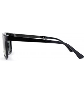 Rectangular Polarized Mens Hipster Horn Rim Metal Arm Sunglasses - Shiny Black Green - CQ18UERD657 $19.32