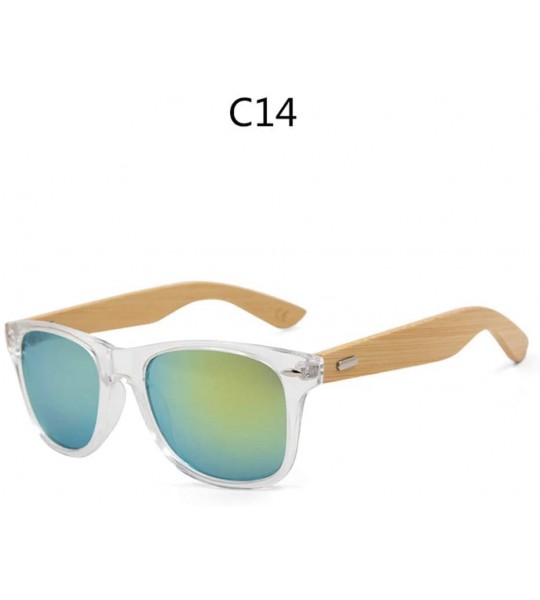 Square Retro Sunglasses Men Bamboo Sunglass Women Sport Goggles Gold Mirror Sun Glasses - C14 - C0194OOA40C $46.15