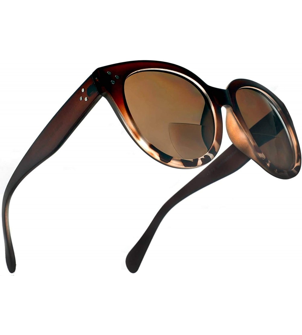 Square Bifocal Sunglasses for Women Oversized Reading Round Readers Under the Sun - Brown - CL18G384KDX $41.92