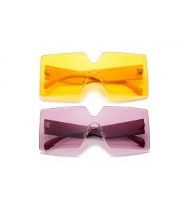 Rimless Oversized Square Sunglasses for Women Rimless Frame Candy Color Transparent Glasses - 2 Pack-pink/Yellow - CU18INQQNL...