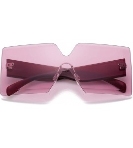 Rimless Oversized Square Sunglasses for Women Rimless Frame Candy Color Transparent Glasses - 2 Pack-pink/Yellow - CU18INQQNL...