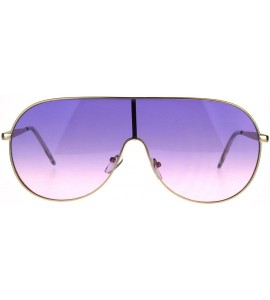 Shield Oceanic Color Gradient Metal Shield Racer Oversize Sunglasses - Gunmetal Black - CN188HKEMSH $19.15