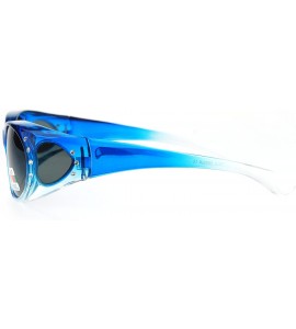 Oval Polarized Womens 2 Tone 60mm Rhinestone Studded Oval Fit Over Sunglasses - Blue - C612OBVQB4Y $23.56