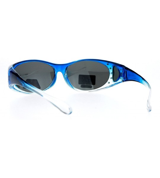 Oval Polarized Womens 2 Tone 60mm Rhinestone Studded Oval Fit Over Sunglasses - Blue - C612OBVQB4Y $23.56