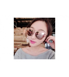 Cat Eye Cat Eye Vintage Rose Gold Mirror Sunglasses Women Metal Reflective Flat Lens Sun Glasses 2018 - Gold Blue - CU197Y6MY...