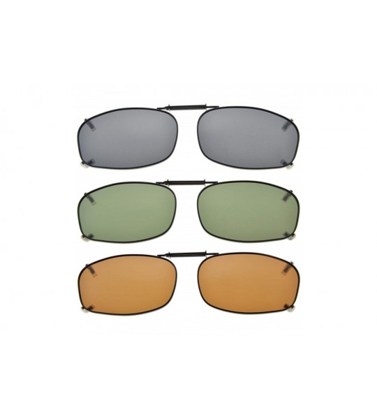 Rectangular Grey/Brown/G15 Lens 3-pack Clip-on Polarized Sunglasses 2 3/16"x1 7/16" - C0185Q47SIM $34.43