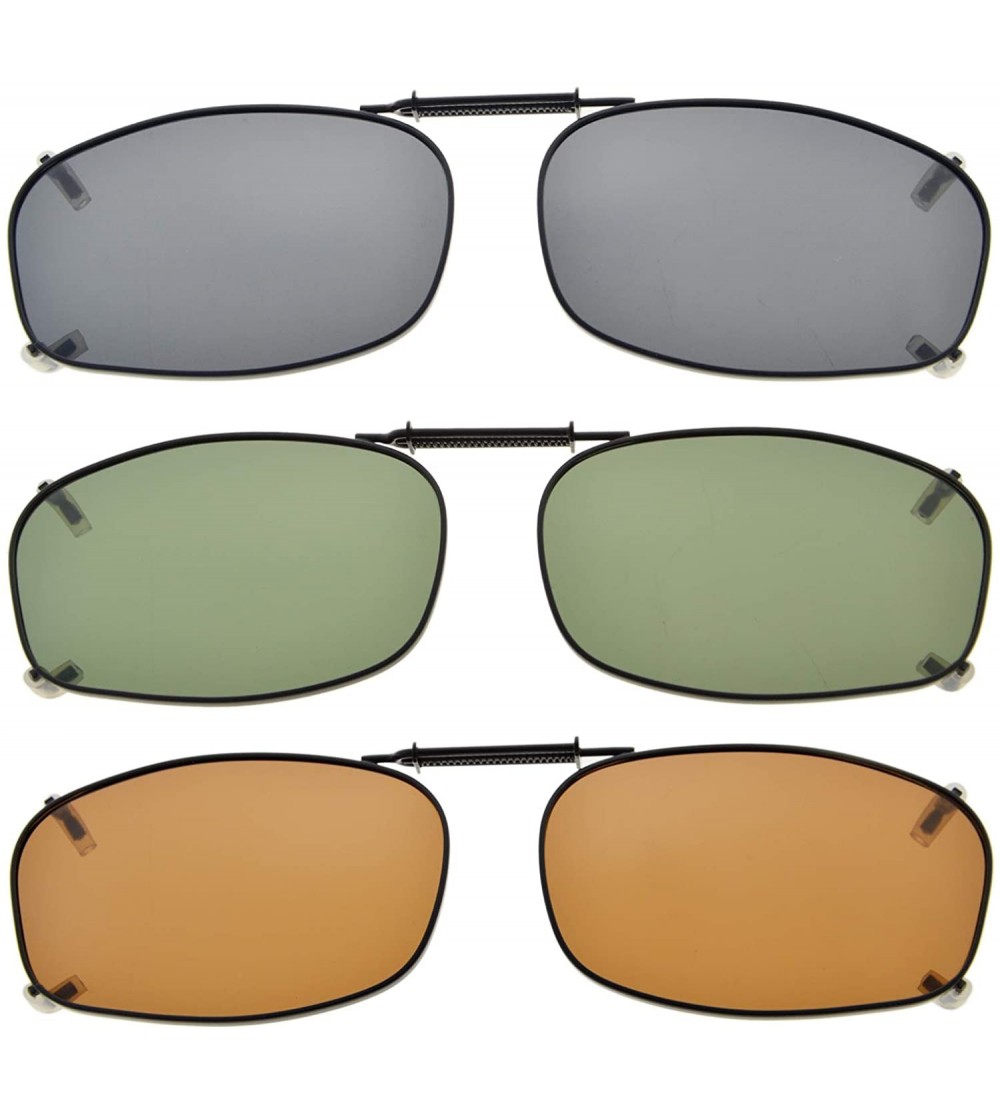 Rectangular Grey/Brown/G15 Lens 3-pack Clip-on Polarized Sunglasses 2 3/16"x1 7/16" - C0185Q47SIM $34.43