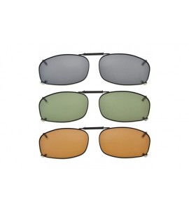 Rectangular Grey/Brown/G15 Lens 3-pack Clip-on Polarized Sunglasses 2 3/16"x1 7/16" - C0185Q47SIM $34.43