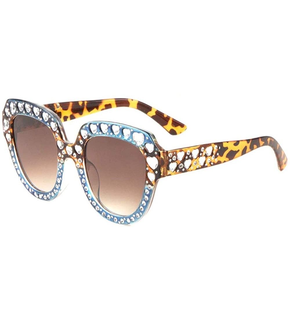 Butterfly Heart Shaped Rhinestone Butterfly Sunglasses - Blue Demi - C31987GUR4K $26.00