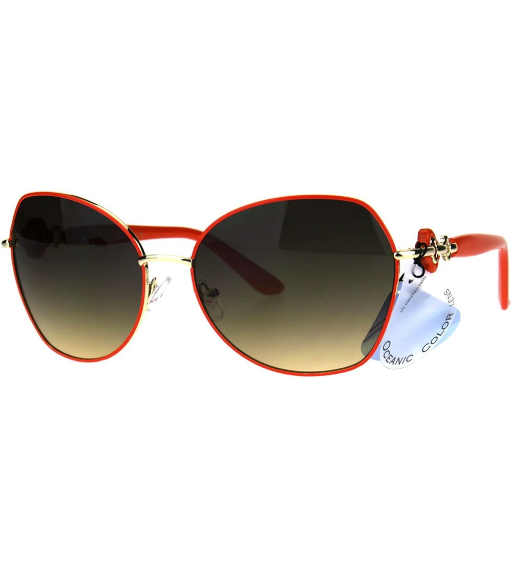 Square Womens Fashion Sunglasses Fan Shape Designer Decor Shades UV 400 - Orange - CX185UXO3CD $20.67