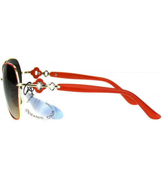 Square Womens Fashion Sunglasses Fan Shape Designer Decor Shades UV 400 - Orange - CX185UXO3CD $20.67