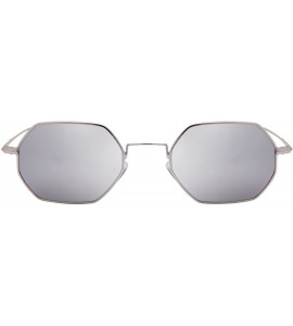 Square Classis Small Square Metal Frame Sunglasses LS7674 - Silver Frame Mirrored Silver Lenses - CS182YYA3LX $31.32