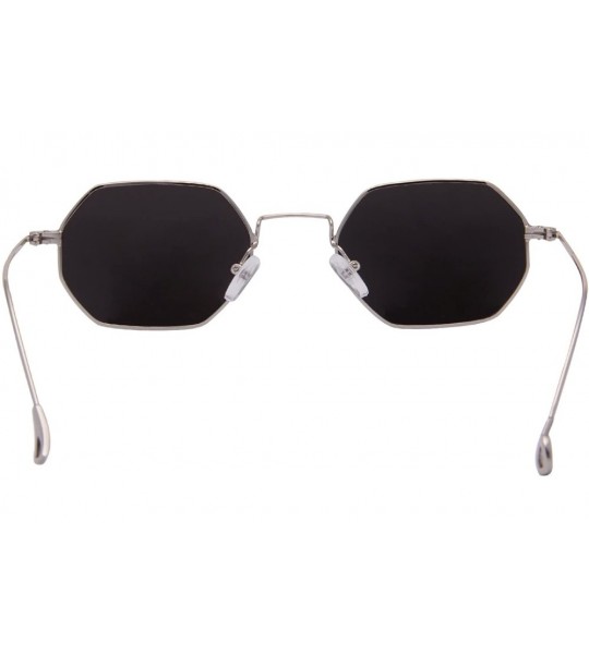 Square Classis Small Square Metal Frame Sunglasses LS7674 - Silver Frame Mirrored Silver Lenses - CS182YYA3LX $31.32