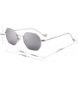 Square Classis Small Square Metal Frame Sunglasses LS7674 - Silver Frame Mirrored Silver Lenses - CS182YYA3LX $31.32