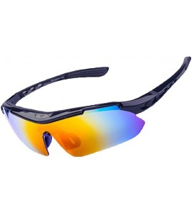 Sport Polarized Sunglasses Interchangeable Cycling Baseball - Black - CJ184I5G3UI $93.82