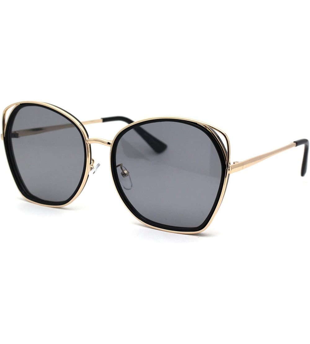 Butterfly Womens Luxury Diva Double Rim Butterfly Designer Sunglasses - Gold Black Black - CS18AH932G9 $24.15