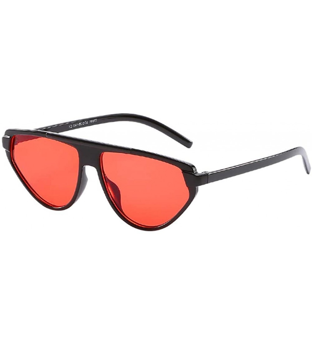 Square Unisex Eye Cateye Sunglasses Retro Frame Eyewear Mirrored Lens Fashion Radiation Protection Glasses - Hot Pink - C518O...