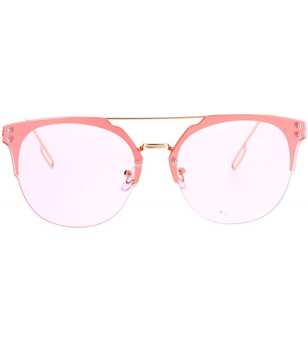 Wayfarer Rimless Half Rim Style Flat Top Hipster Flat Lens Sunglasses - Pink - C712CDS8R5X $24.14