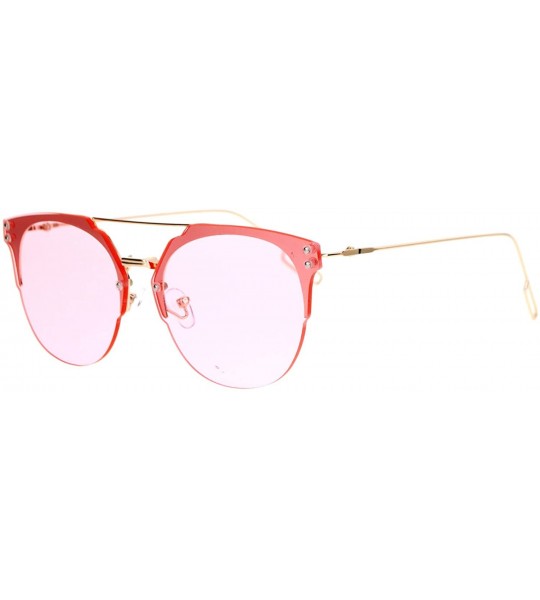 Wayfarer Rimless Half Rim Style Flat Top Hipster Flat Lens Sunglasses - Pink - C712CDS8R5X $24.14