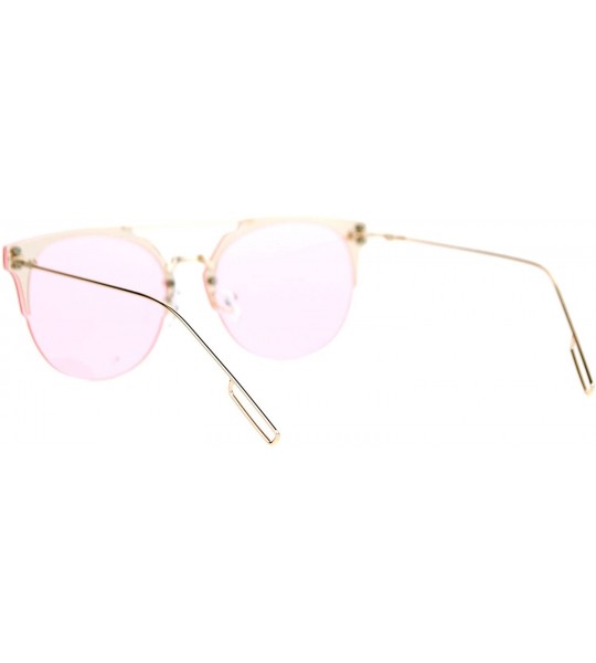 Wayfarer Rimless Half Rim Style Flat Top Hipster Flat Lens Sunglasses - Pink - C712CDS8R5X $24.14