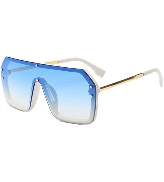 Oversized Flat Top Oversize One Piece Lens Goggle Sunglasses Women Fashion Gradient Square Shades - Blue - CK18M74E7QN $22.75