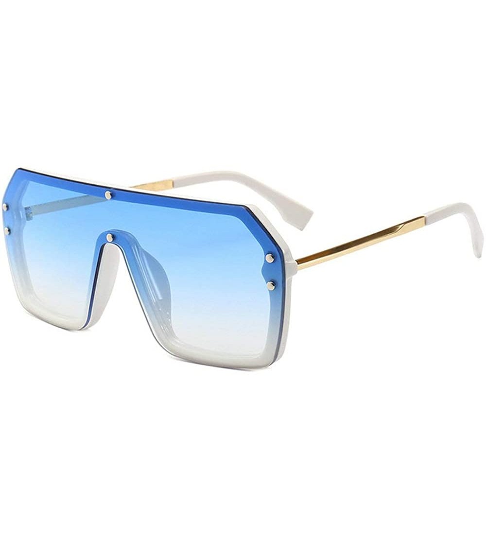 Oversized Flat Top Oversize One Piece Lens Goggle Sunglasses Women Fashion Gradient Square Shades - Blue - CK18M74E7QN $22.75
