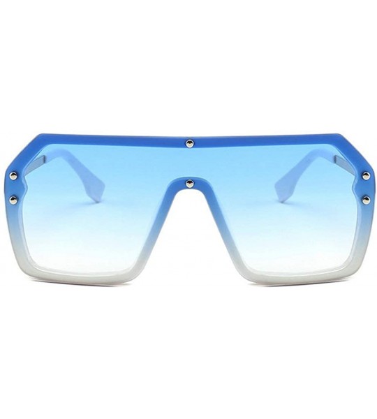 Oversized Flat Top Oversize One Piece Lens Goggle Sunglasses Women Fashion Gradient Square Shades - Blue - CK18M74E7QN $22.75