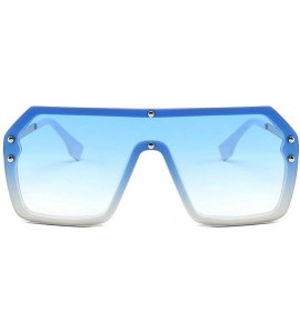 Oversized Flat Top Oversize One Piece Lens Goggle Sunglasses Women Fashion Gradient Square Shades - Blue - CK18M74E7QN $22.75