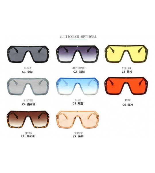 Oversized Flat Top Oversize One Piece Lens Goggle Sunglasses Women Fashion Gradient Square Shades - Blue - CK18M74E7QN $22.75