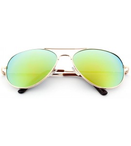 Aviator Vintage Classic Fashion Aviator Sunglasses Tri-Layer UV400 Unisex - Sport Frame Gold/Flash Paradise Green Lens - C312...