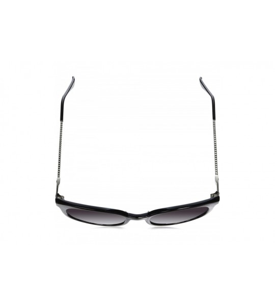 Round Women's LD254 Rectangular Sunglasses with 100% UV Protection - 54 mm - Black & Silver - C7180NZIGW4 $72.57