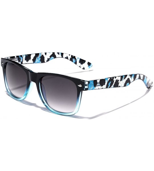 Rectangular Animal Print Ladies Retro Fashion Sunglasses - Blue - Animal Print - C011OXKBI1P $19.29